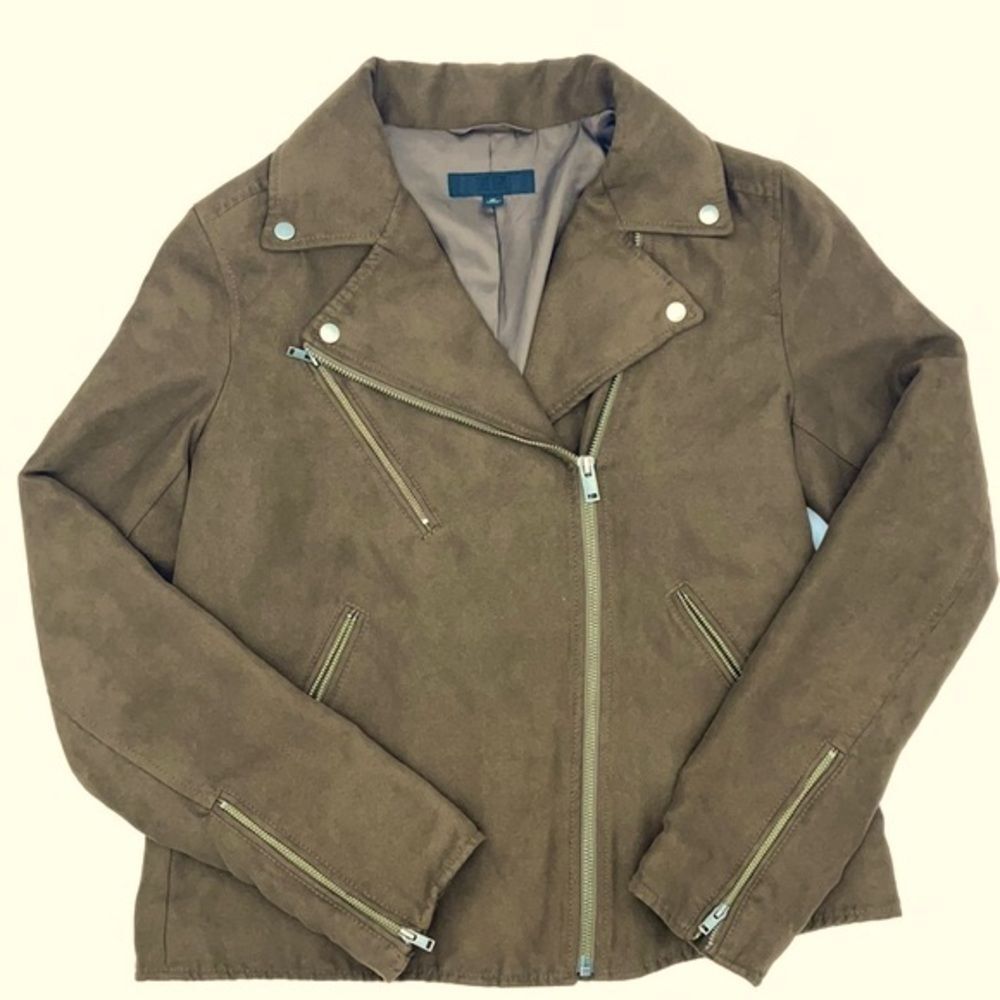 UNIQLO | Brown Faux Suede Moto Jacket | Size XS